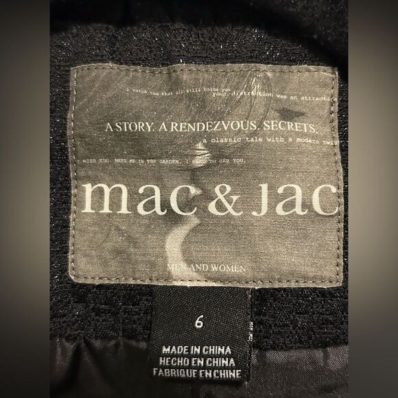 Mac & Jac Black Tailored Blazer with Prominent Collar Size 6, Like New - Picture 4 of 14
